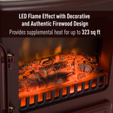 750/1500W Electric Fireplace Freestanding Fire Flame Stove Heater Adjustable