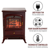 750/1500W Electric Fireplace Freestanding Fire Flame Stove Heater Adjustable