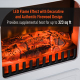 750/1500W Electric Fireplace Freestanding Fire Flame Stove Heater Adjustable