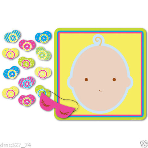 1 Baby Shower Party Game Ice Breaker PIN THE PACIFIER ON THE BABY for 12 Guests
