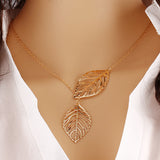 Women Vintage Big Leaf Pendant Necklace