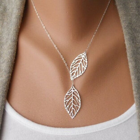 Women Vintage Big Leaf Pendant Necklace