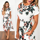 Summer Floral Print Boho Beach Dress