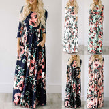 Summer Floral Print Boho Beach Dress