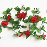 Silk Roses Ivy Vine with Green Leaves