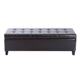 51" Tufted Top Storage Ottoman Bench PU Leather Organizer Chair Footstool