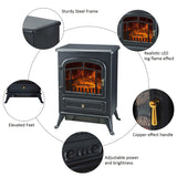 750/1500W Electric Fireplace Freestanding Fire Flame Stove Heater Adjustable