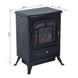 750/1500W Electric Fireplace Freestanding Fire Flame Stove Heater Adjustable