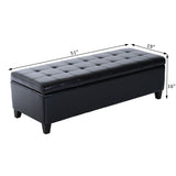 51" Tufted Top Storage Ottoman Bench PU Leather Organizer Chair Footstool