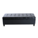 51" Tufted Top Storage Ottoman Bench PU Leather Organizer Chair Footstool