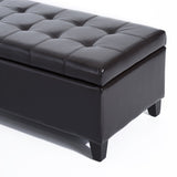 51" Tufted Top Storage Ottoman Bench PU Leather Organizer Chair Footstool