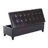 51" Tufted Top Storage Ottoman Bench PU Leather Organizer Chair Footstool