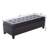 51" Tufted Top Storage Ottoman Bench PU Leather Organizer Chair Footstool