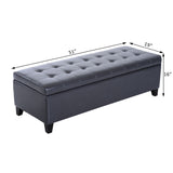 51" Tufted Top Storage Ottoman Bench PU Leather Organizer Chair Footstool