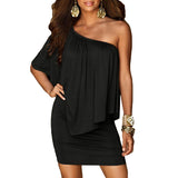 Slash Neck Women Mini Dress