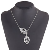 Women Vintage Big Leaf Pendant Necklace