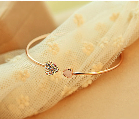 New Heart Crystal Love Opening Bracelet