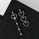 Charm Pearl Tassel Heart Crystal Earrings