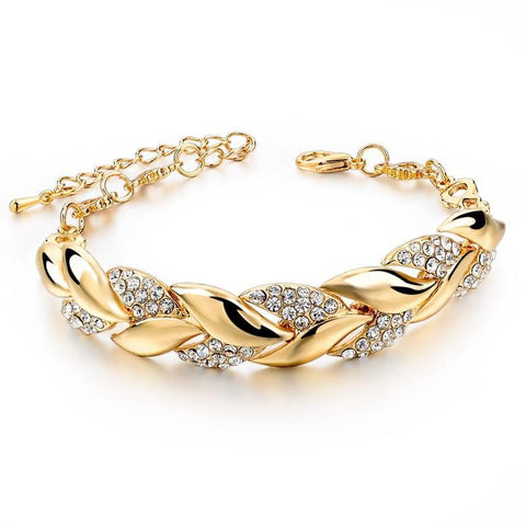 Braided Gold Color Leaf Bracelets Jewelry