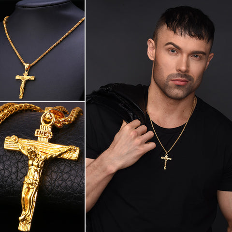 Crucifix Jesus Gold Color Catholic Jewelry
