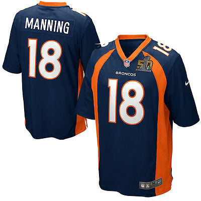 Men's Denver Broncos Peyton Manning Nike Navy Super Bowl 50 Game Jersey