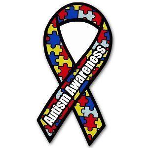 Autism Awareness Ribbon car bumper sticker 3" x 6"