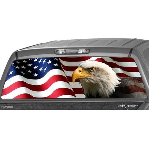 AMERICAN FLAG EAGLE Rear Window Graphic perf Decal Tint print Sticker Truck suv