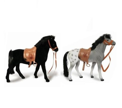 Flocked Horses Black & Appaloosa Pretend Play Set