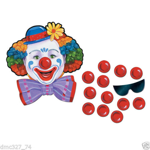 CIRCUS CARNIVAL Birthday Party Game PIN THE NOSE ON THE CLOWN for 12 Guests