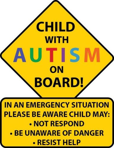 Child With Autism Car Truck Decal Sticker. Alert Responders