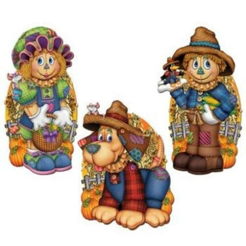 Scarecrow Cutouts 3 Pack Fall Autumn Thanksgiving Halloween Decoration