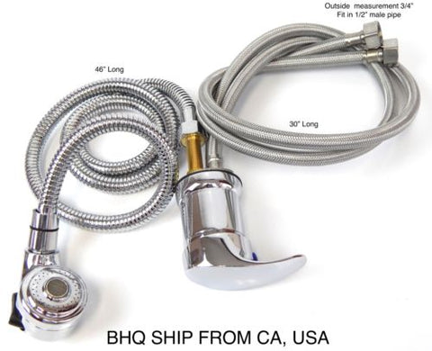 Faucet and Spray Hose for Beauty Salon Shampoo Bowl Parts Kit (Silver Head)