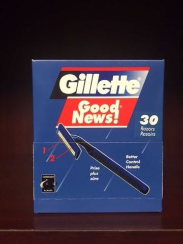 Gillette Good News! 1 Box = 30 Disposable Double Razors.