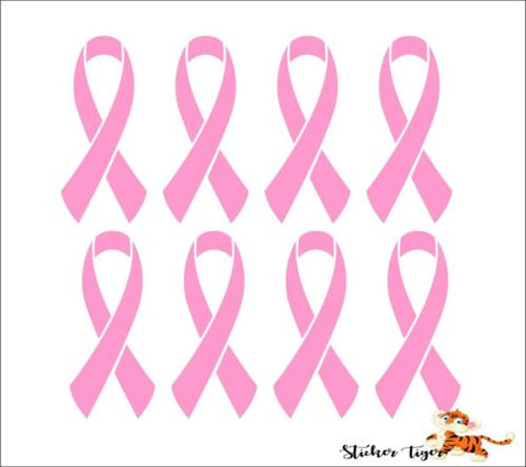 8 Breast Cancer Awareness Pink Ribbon (2.2"x1" SMALL) - Light Pink