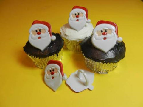 12 Santa Claus Cupcake Rings Christmas Toppers Cake Pop Decorations Party Favors