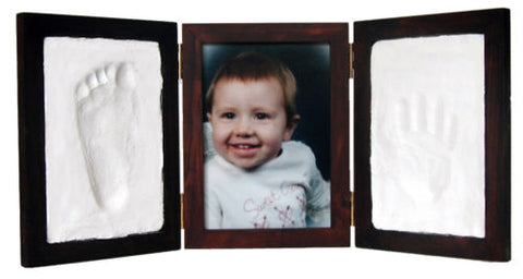 Mahogany CLAY KEEPSAKE & PHOTO DESKTOP FRAME KIT Baby Foot Hand Imprint No Bake