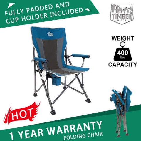 Camping Folding Quad Chair Padded Outdoor Sports Heavy Duty w/Bag Support 400lbs