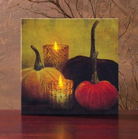 Radiance Lighted Canvas Velvet Pumpkins and Candles with Timer