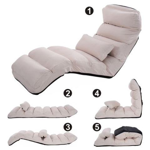 Beige Folding Lazy Sofa Chair Stylish Sofa Couch Beds Lounge Chair