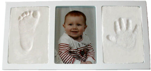 WHITE Air Dry CLAY WALL & PHOTO FRAME KIT for Baby Child Creates Foot Hand Print