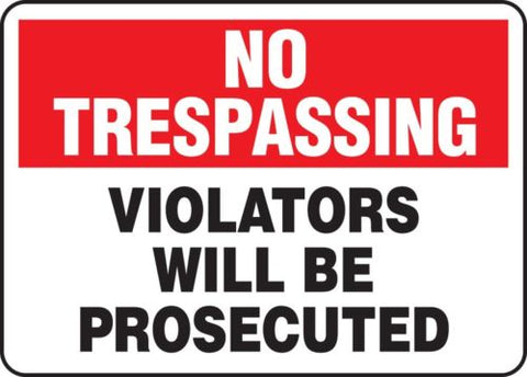 NO TRESPASSING Violators Will Be Prosecuted 12" x 8" Aluminum Metal Novelty Sign