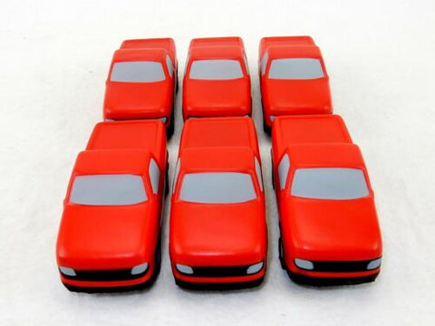 Lot of 6 Pickup Truck Shaped Stress Relief Squeezable Toys, Red & Gray