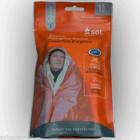 HeatSheet Emergency Camping Survival Solar Mylar Blanket Orange SOL Auto Kit