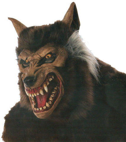 Werewolf Mask Full Latex Ultra Deluxe Adult Wolfman Halloween Beast Brown
