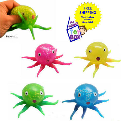 Octopus gel filled squeezable sensory toy fidget stress ball therapy tool