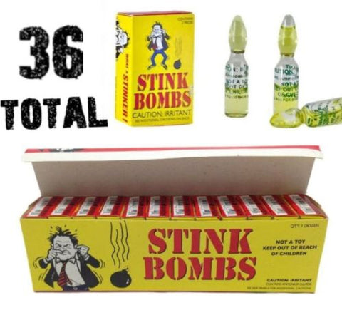 Stink Bombs - Stinky Glass Gag Prank Fart Joke (1 case of 36)