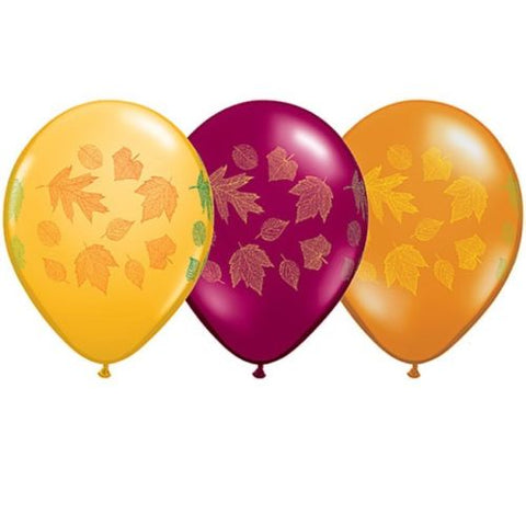 Autumn Leaves 11 Inch Qualatex Balloons 25 Pack Fall Party Decorations