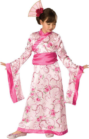 Girls Geisha Princess Kimono Costume Fancy Dress Pink Japanese S M L Childs