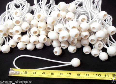 LOT OF 100  8" INCH WHITE BALL BUNGEE CORD TIE DOWN STRAP CANOPY ACCESSORY