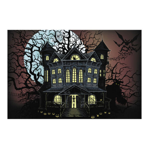 Halloween Haunted House Wall Mural Backdrop Banner Prop Decoration 9ft x 6ft